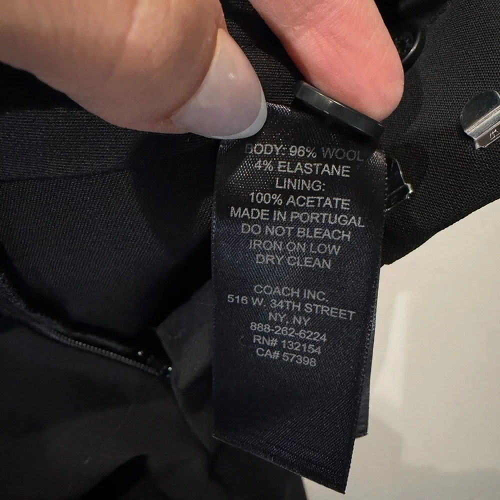 NWOT Coach Black Wool Blend Pants